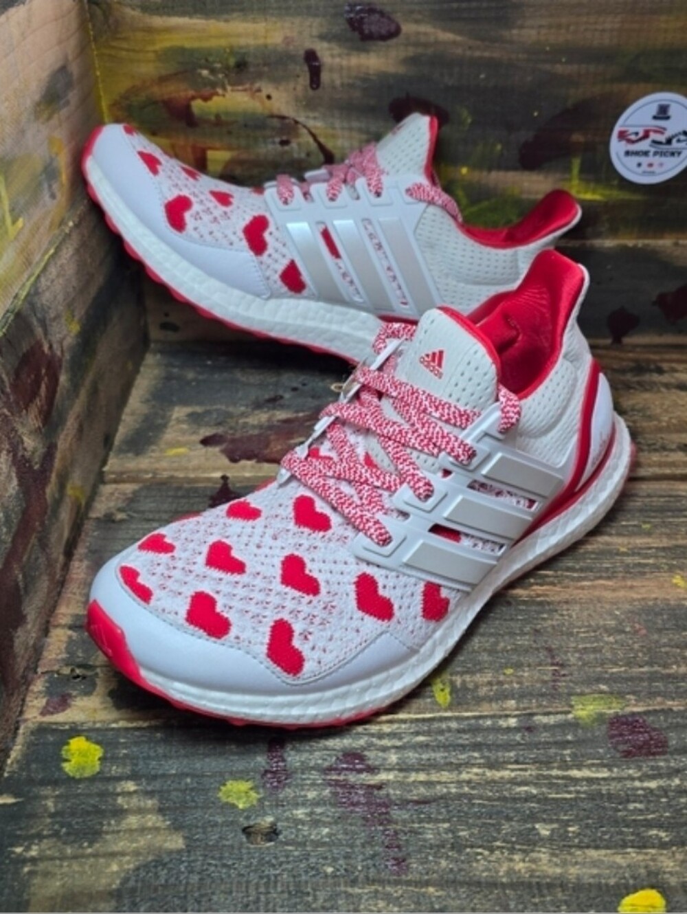 Adidas Women's UltraBoost 1.0 'Valentine’s Day' Hearts White Red JR5845 Size 5.5
